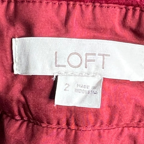 LOFT 2 Corduroy Red Flat Front Mini Skirt Casual Transitional - Picture 5 of 6